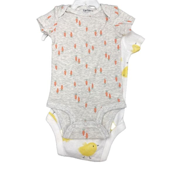 Carter's Just One You Baby Unisex 2pk Chick & Carrot Bodysuit 12 Months - Picture 6 of 9